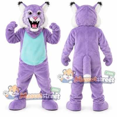 Purple Bobcat Mascot Costume Purple Bobcat Mascot Costume