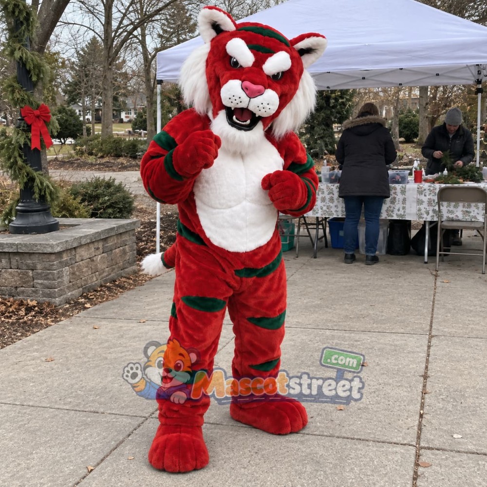 Red Tiger Mascot Costume Red Tiger Mascot Costume