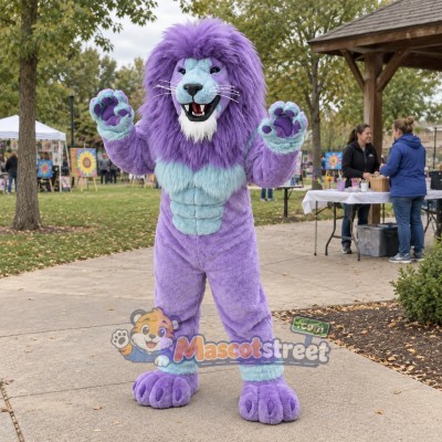 Purple Lion Mascot Costume Purple Lion Mascot Costume