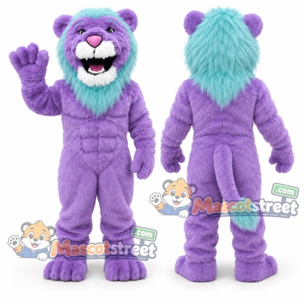 Purple Lion Mascot Costume