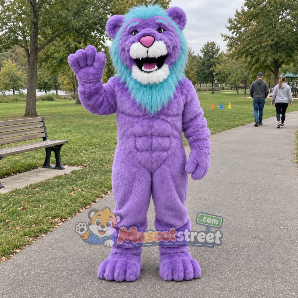 Purple Lion Mascot Costume Purple Lion Mascot Costume