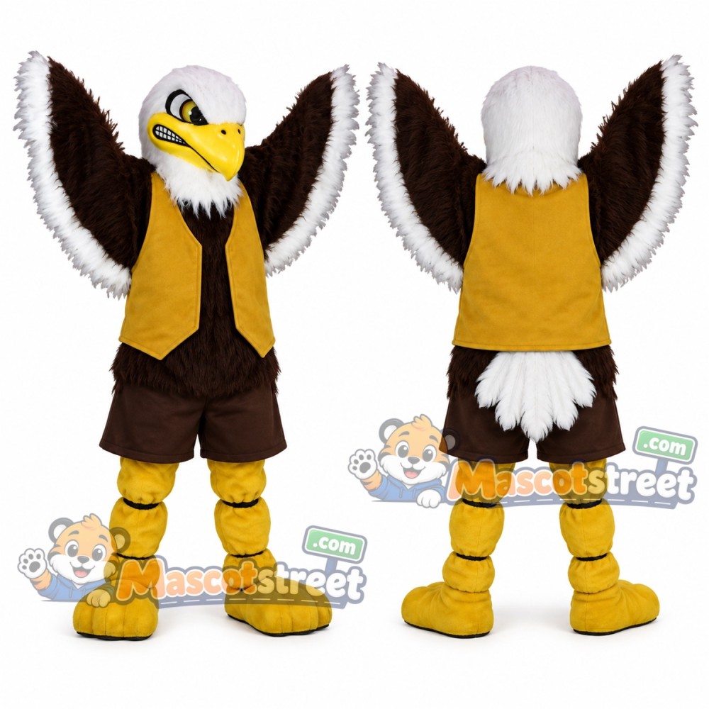Bald Eagle Mascot Costume with Yellow Vest Bald Eagle Mascot Costume with Yellow Vest