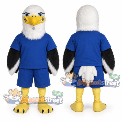 Bald Eagle Mascot Costume with Blue Shirt Bald Eagle Mascot Costume with Blue Shirt