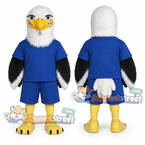 Bald Eagle Mascot Costume with Blue Shirt