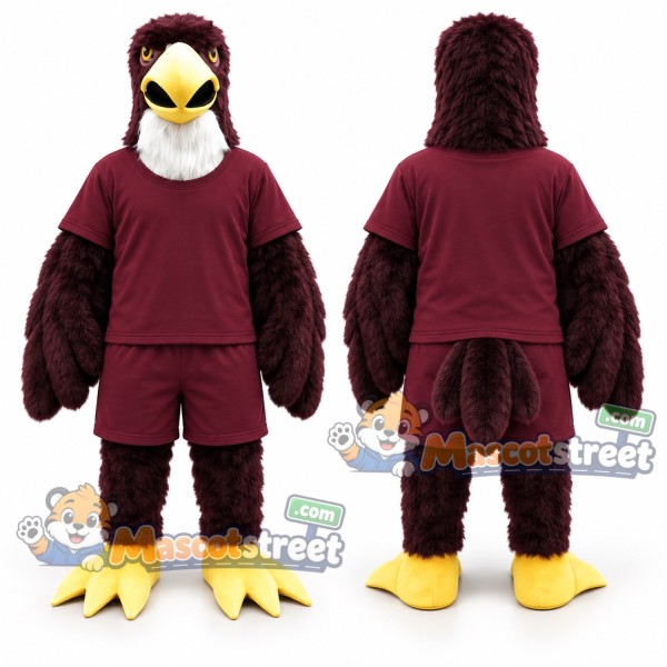 Burgundy Eagle Mascot Costume with Burgundy Shirt