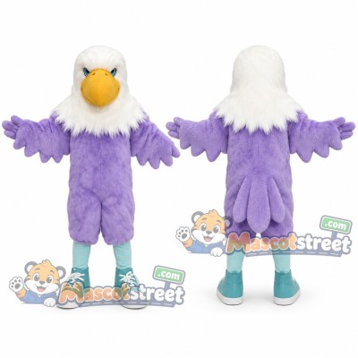 Purple and White Eagle Mascot Costume