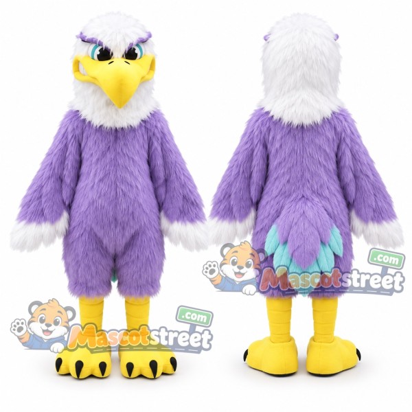 Purple and White Eagle Mascot Costume