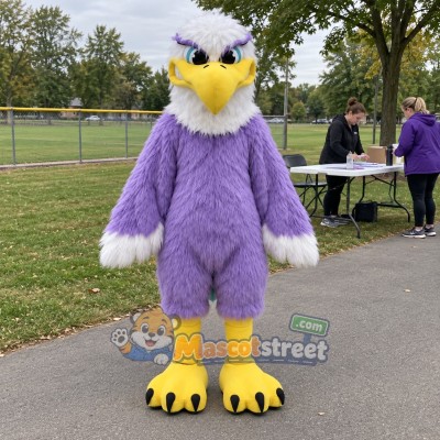 Purple and White Eagle Mascot Costume