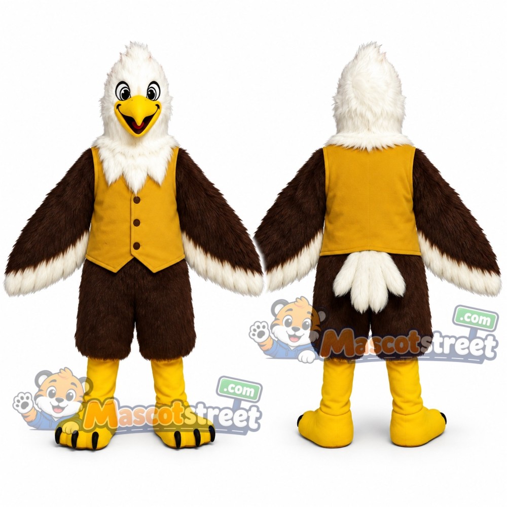 Bald Eagle Mascot Costume with Yellow Vest Bald Eagle Mascot Costume with Yellow Vest