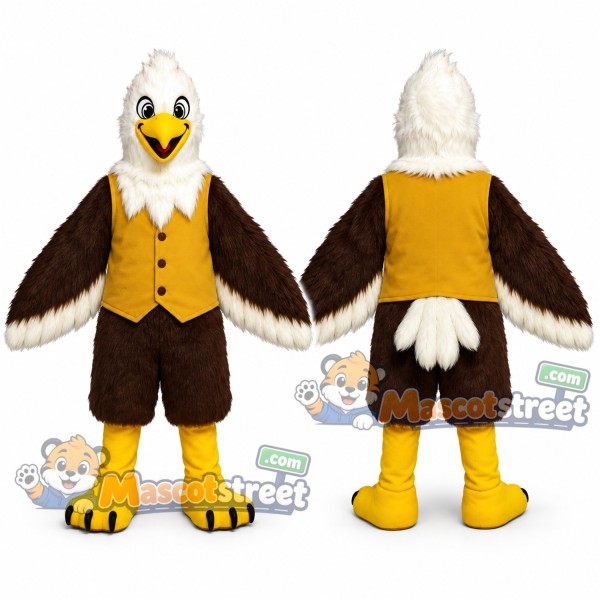 Bald Eagle Mascot Costume with Yellow Vest