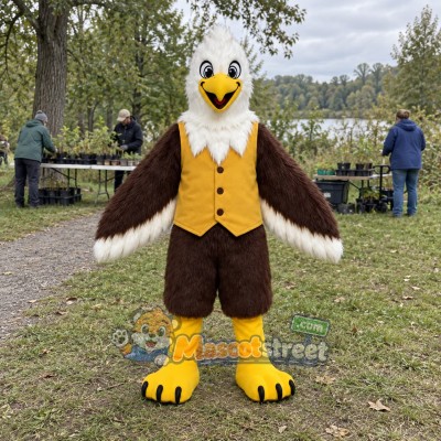 Bald Eagle Mascot Costume with Yellow Vest Bald Eagle Mascot Costume with Yellow Vest