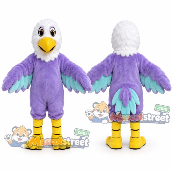 Purple and White Eagle Mascot Costume