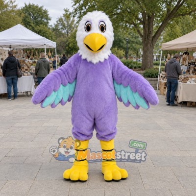 Purple and White Eagle Mascot Costume