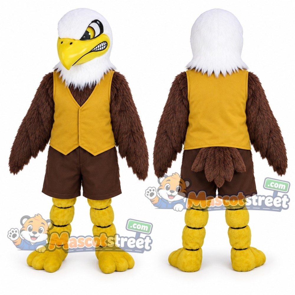 Bald Eagle Mascot Costume with Yellow Vest Bald Eagle Mascot Costume with Yellow Vest
