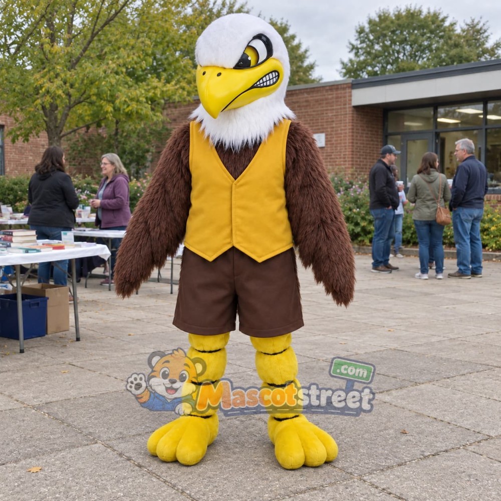 Bald Eagle Mascot Costume with Yellow Vest Bald Eagle Mascot Costume with Yellow Vest