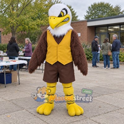 Bald Eagle Mascot Costume with Yellow Vest Bald Eagle Mascot Costume with Yellow Vest