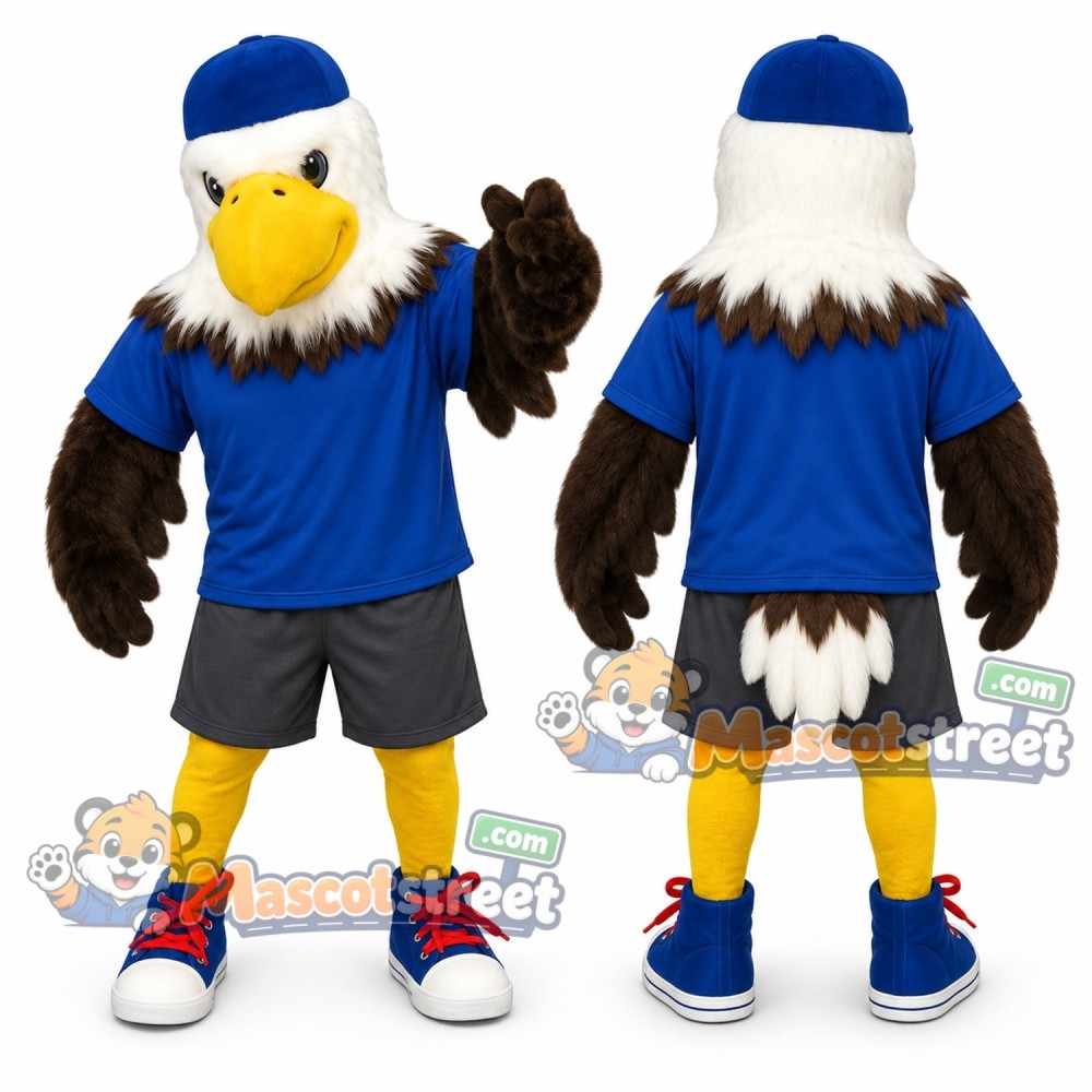 Bald Eagle Mascot Costume with Blue Shirt and Cap Bald Eagle Mascot Costume with Blue Shirt and Cap