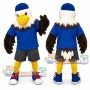 Bald Eagle Mascot Costume with Blue Shirt and Cap