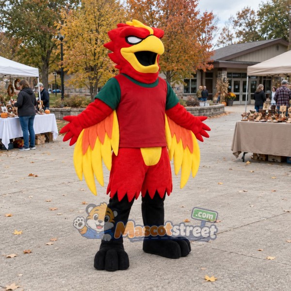 Red and Yellow Phoenix Mascot Costume