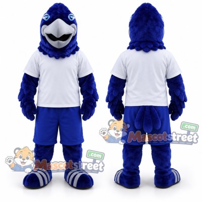 Blue Hawk Mascot Costume with White Shirt Blue Hawk Mascot Costume with White Shirt