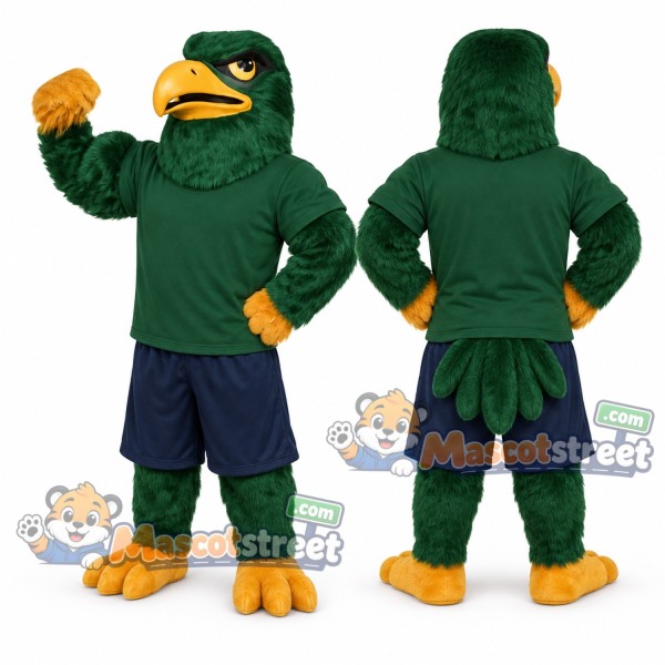 Green Falcon Mascot Costume with Green Shirt