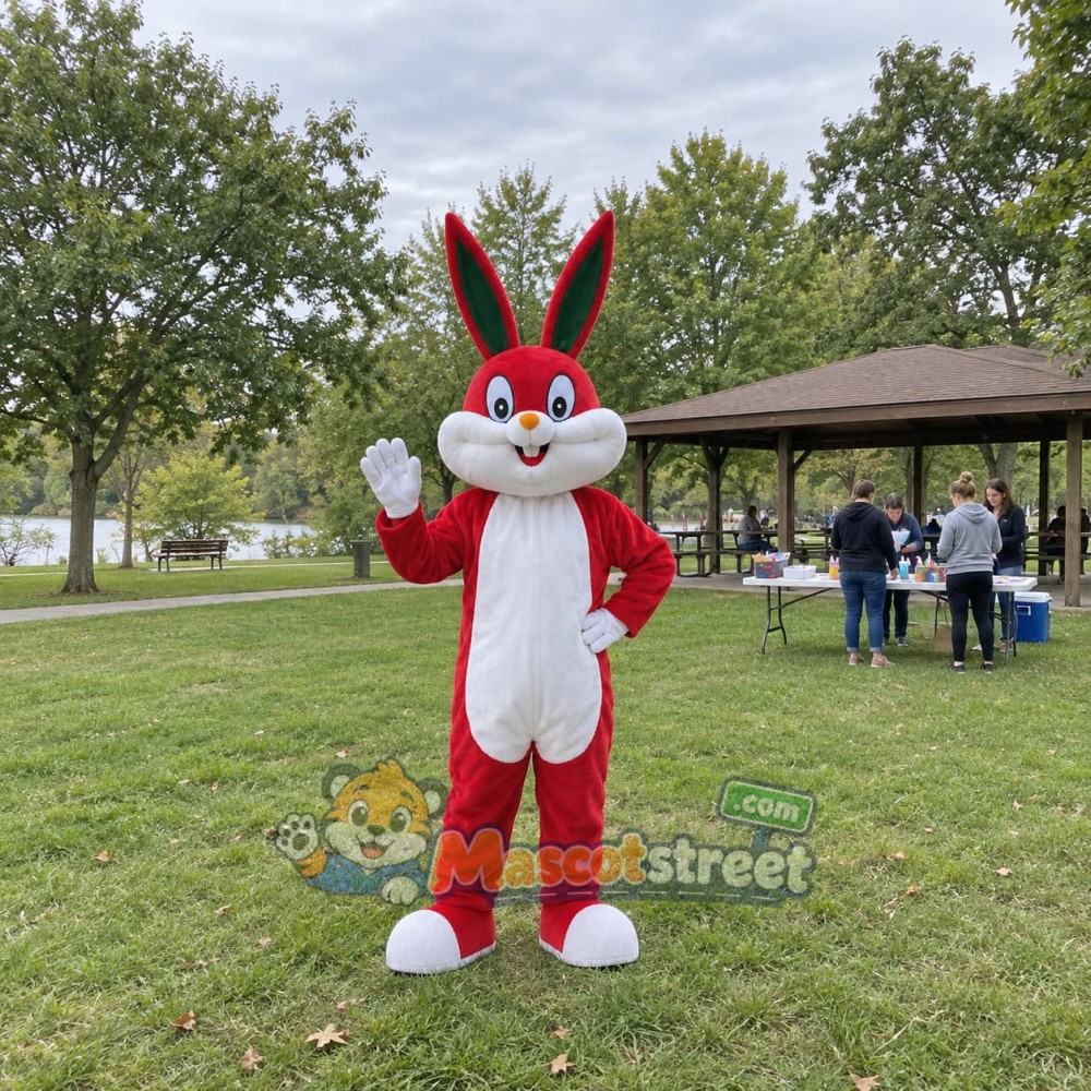 Red Rabbit Mascot Costume Red Rabbit Mascot Costume
