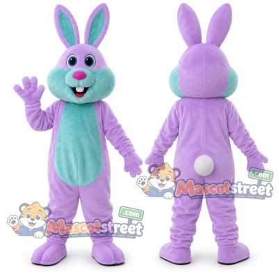 Purple and Aqua Rabbit Mascot Costume