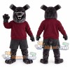 Black Bulldog Mascot Costume with Burgundy Sweatshirt
