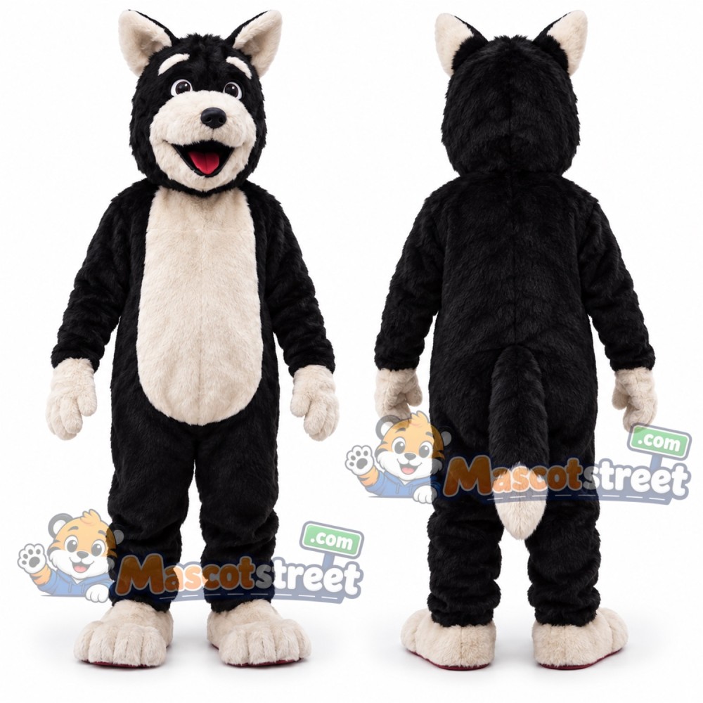 Black and White Dog Mascot Costume Black and White Dog Mascot Costume