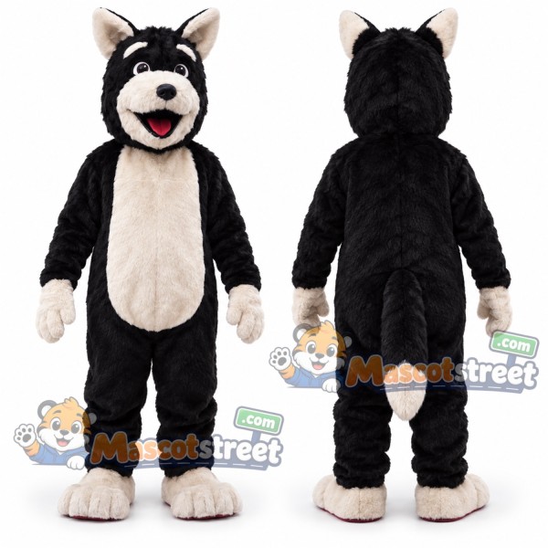 Black and White Dog Mascot Costume