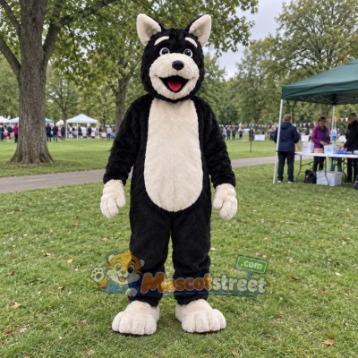 Black and White Dog Mascot Costume Black and White Dog Mascot Costume