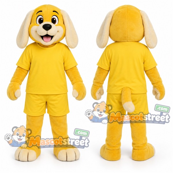 Yellow Dog Mascot Costume with Yellow Outfit