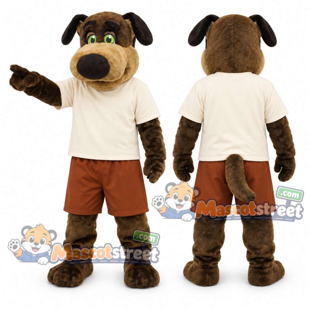 Brown Dog Mascot Costume with Cream Shirt