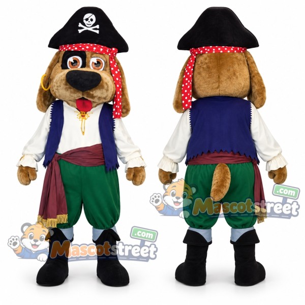 Pirate Dog Mascot Costume with Pirate Hat and Vest