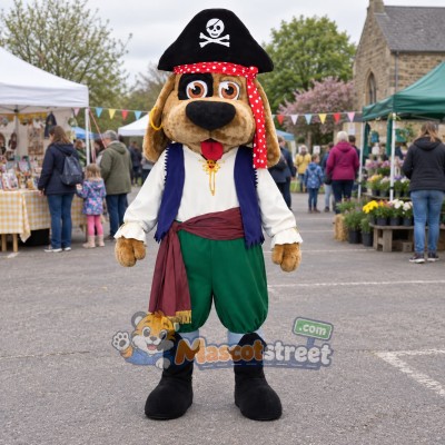 Pirate Dog Mascot Costume with Pirate Hat and Vest