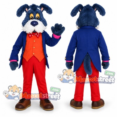 Blue Dog Mascot Costume with Blue Jacket and Red Pants Blue Dog Mascot Costume with Blue Jacket and Red Pants