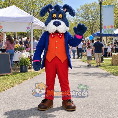 Blue Dog Mascot Costume with Blue Jacket and Red Pants Blue Dog Mascot Costume with Blue Jacket and Red Pants