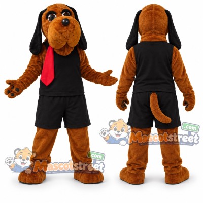 Brown Hound Mascot Costume with Black Shirt Brown Hound Mascot Costume with Black Shirt