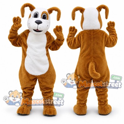 Brown and White Dog Mascot Costume Brown and White Dog Mascot Costume