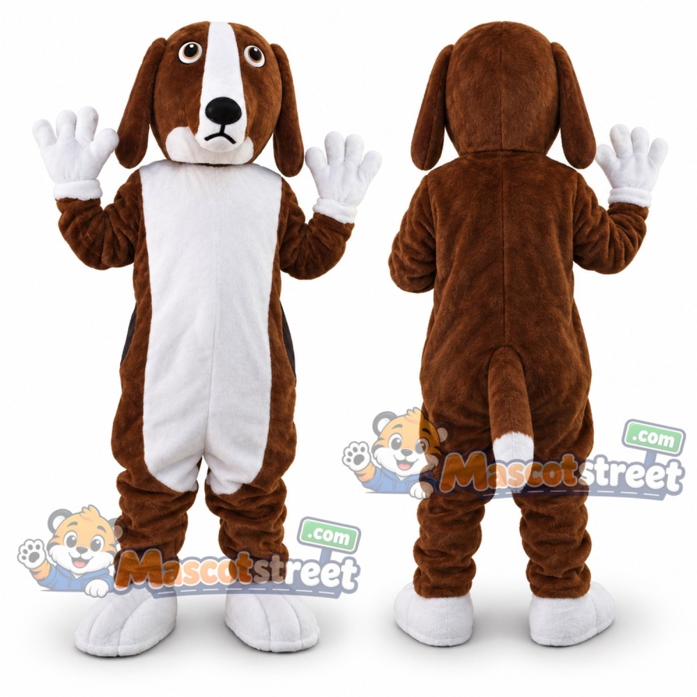 Brown and White Hound Mascot Costume Brown and White Hound Mascot Costume