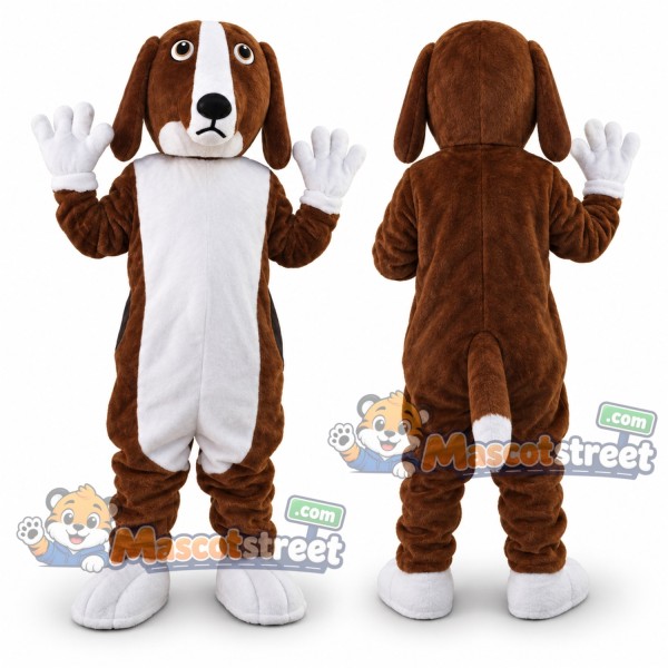 Brown and White Hound Mascot Costume