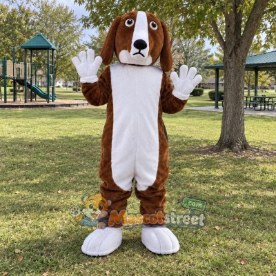 Brown and White Hound Mascot Costume Brown and White Hound Mascot Costume