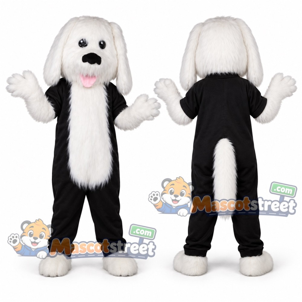 Black and White Dog Mascot Costume Black and White Dog Mascot Costume