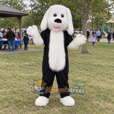 Black and White Dog Mascot Costume Black and White Dog Mascot Costume