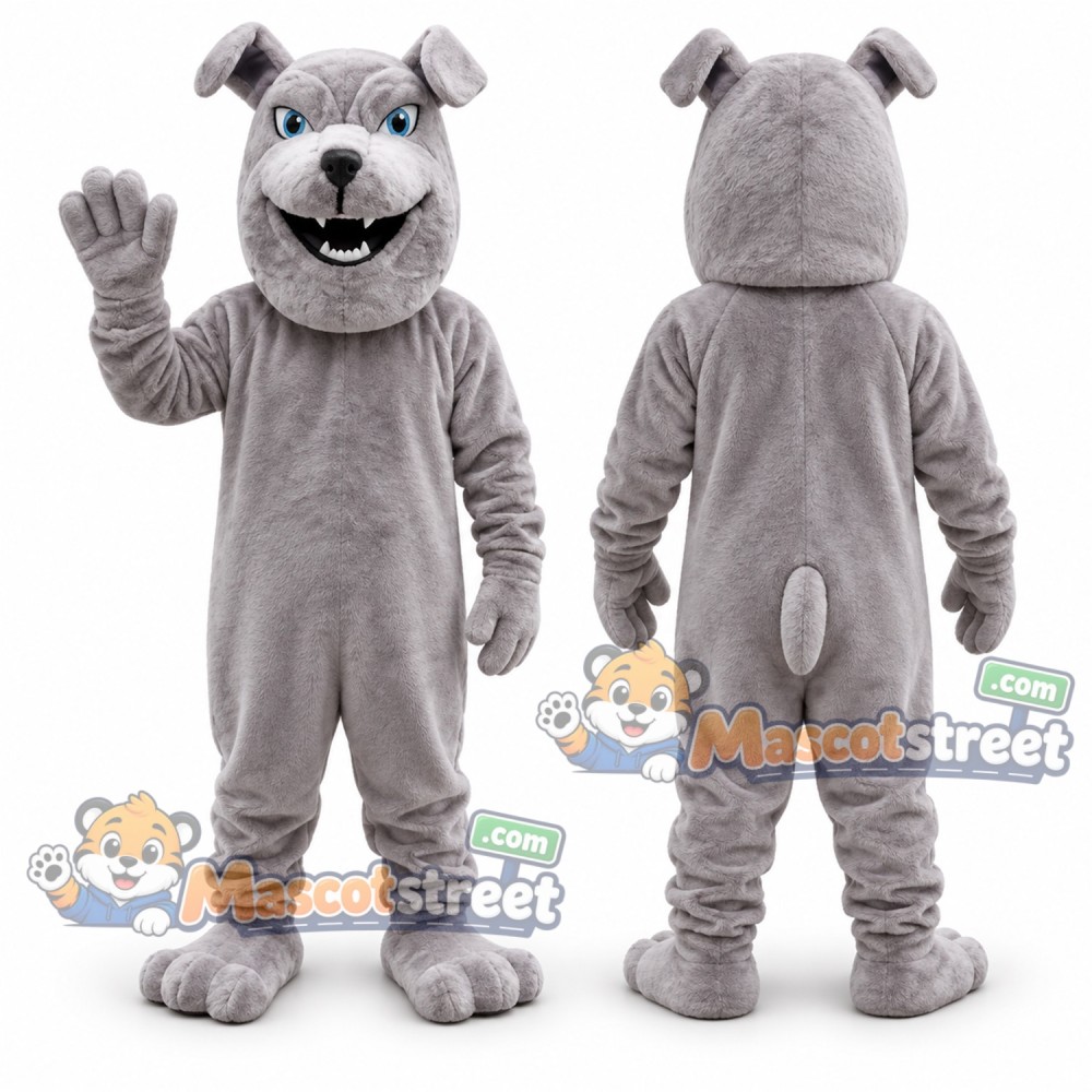 Gray Bulldog Mascot Costume Gray Bulldog Mascot Costume