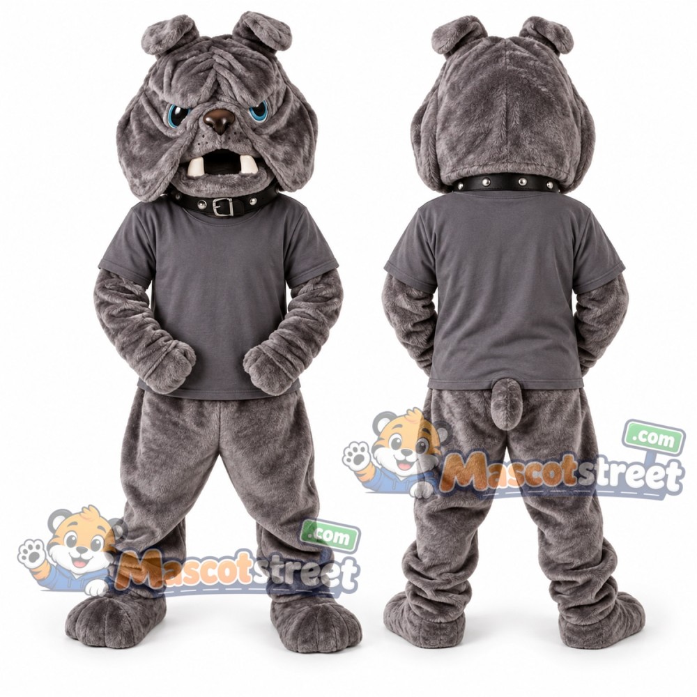 Gray Bulldog Mascot Costume Gray Bulldog Mascot Costume