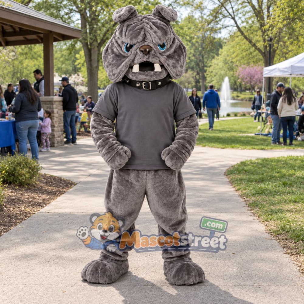Gray Bulldog Mascot Costume Gray Bulldog Mascot Costume
