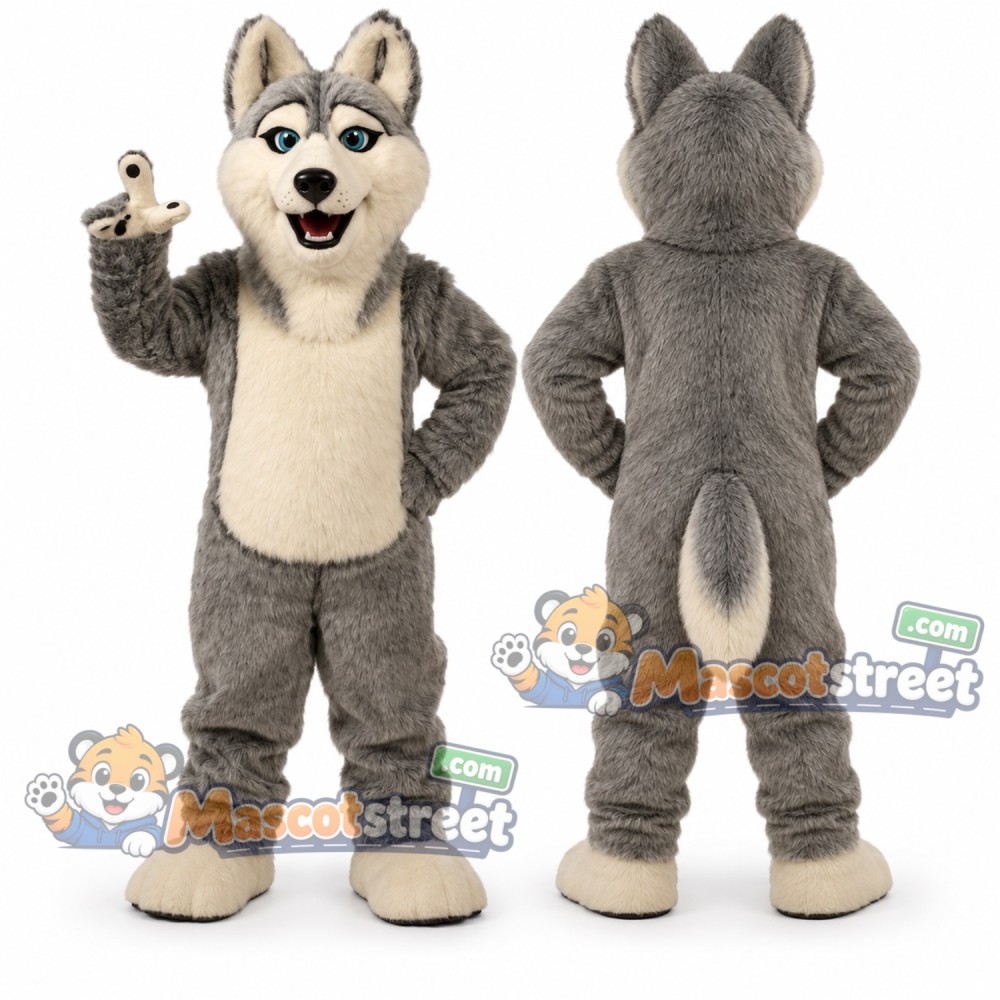 Gray and White Wolf Mascot Costume Gray and White Wolf Mascot Costume