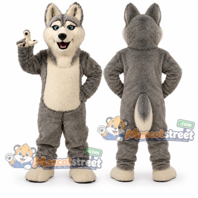 Gray and White Wolf Mascot Costume Gray and White Wolf Mascot Costume