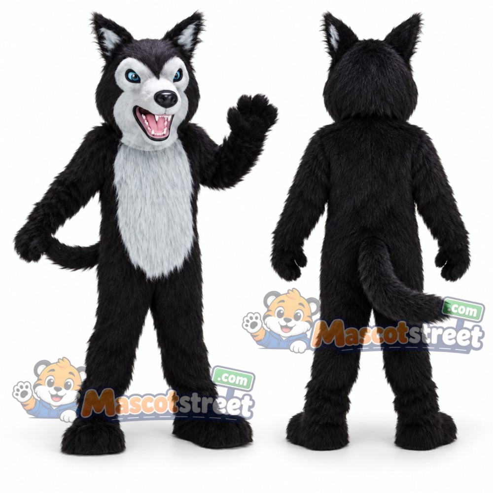 Black and White Wolf Mascot Costume Black and White Wolf Mascot Costume